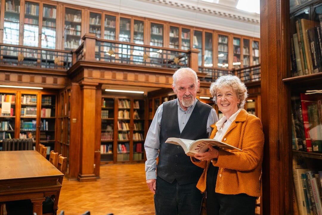 senior couple reading documents